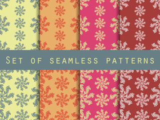 Set seamless patterns. Pastel shades. The pattern for wallpaper, bed linen, tiles, fabrics, backgrounds. Vector illustration
