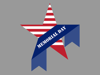 Obraz premium Memorial Day with star and ribbon. Vector illustration.