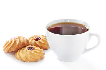 Cup of hot tea and homemade cookies