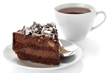 Cup of hot tea and homemade cake