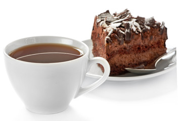 Cup of hot tea and homemade cake