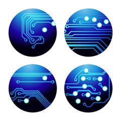 Set of circuit board icons Vector Illustration