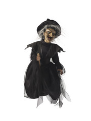 view of a witch on her broomstick.