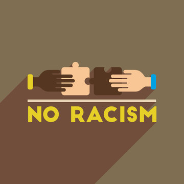 Flat web icon with long shadow racism fight