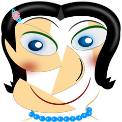 Señora peinada, maquillada y con complementos de moda.