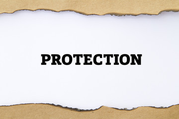 protection word written under torn paper.