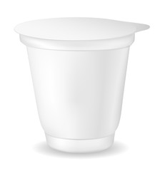 White plastic container for  yogurt  and other food