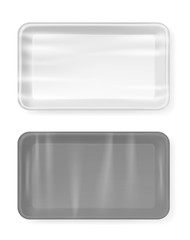 White empty plastic container for food. Packaging for meat, fish