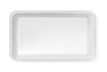 White empty plastic container for food. Packaging for meat, fish