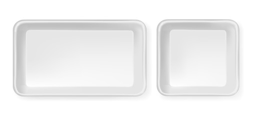 White empty plastic container for food. Packaging for meat, fish