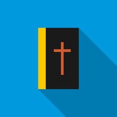 Fototapeta premium Black bible book icon, flat style