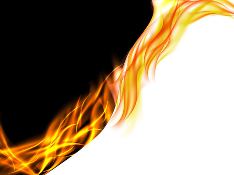 Abstract black and white background with flames on the dividing line , vector illustration