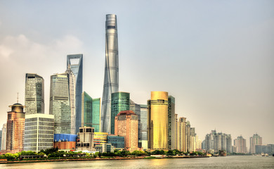Fototapeta na wymiar Shanghai skyline above the Huangpu River