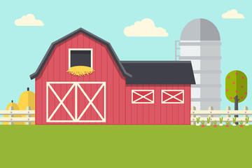 Vector Illustration of Farm Landscape. Flat Design Style.  © bubble86