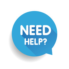 Need help? (question icon) Speech bubble vector blue