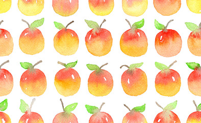Seamless pattern with watercolor apples.