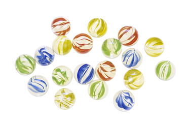Colorful glass marbles isolated on white background