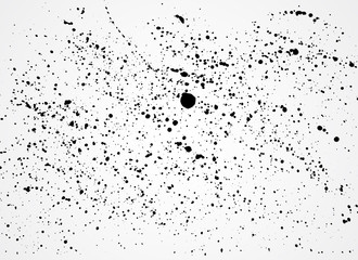 Grunge black texture with watercolor blots on white background.