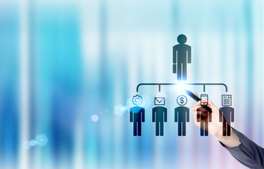 Businesswoman with delegating pictogram