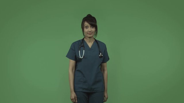 indian female doctor bored isolated on greenscreen