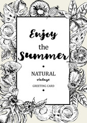 Tropical Summer Exotic Menu Fruits Card