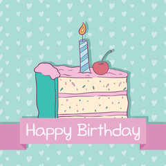 Cute Birthday Cake With Love Seamless Background And Doodle Style