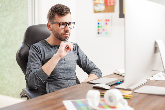 Creative young man looking for new ideas