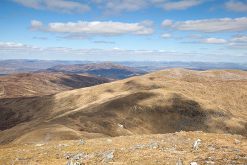 A beautiful sunny day at the summit of a mountain in Scotland