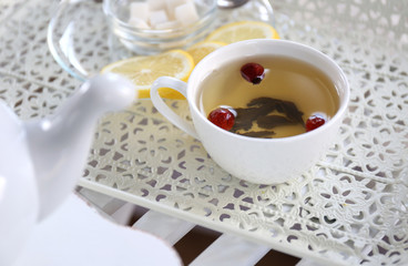 Tea set on the tray