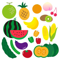 夏の野菜と果物　セット
