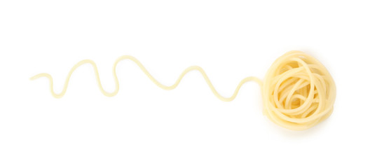 Pile of spaghetti isolated on white