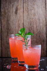 Refreshing summer drink with Strawberry in glasses