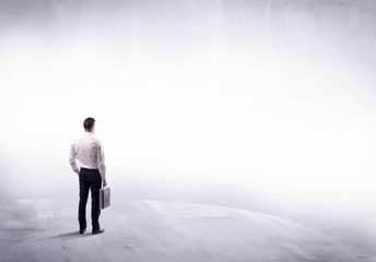 Obraz premium Business person standing from rear view