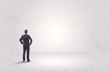 Finance worker standing in pure nothing