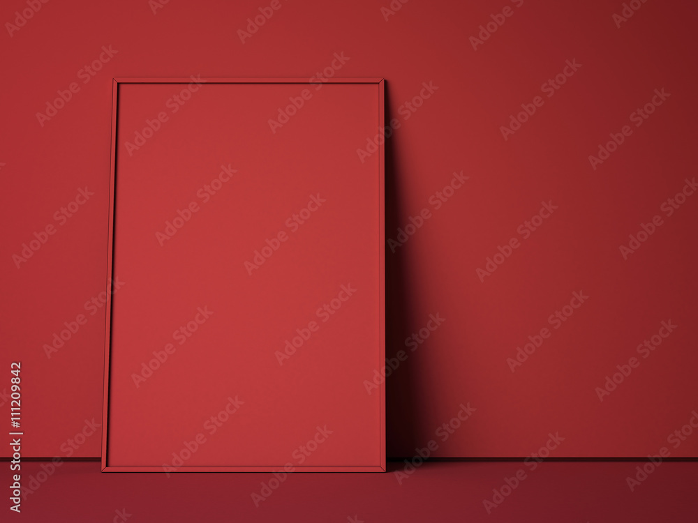 Poster Red blank canvas in modern studio. 3d rendering