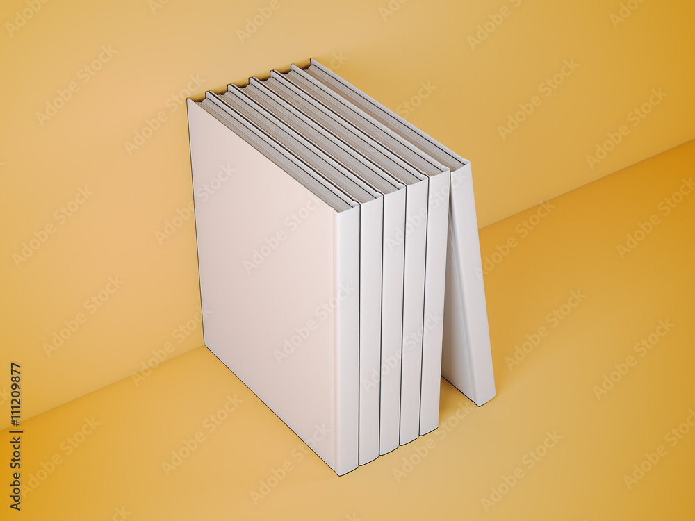 Aufkleber vertically standing template books. 3d rendering
