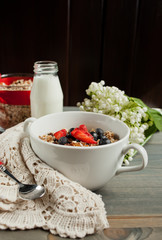 Delicious and healthy homemade granola with berries