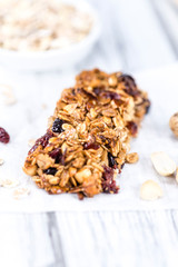Homemade Granola Bars with Peanuts and Cranberries (selective fo