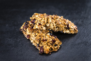 Homemade Granola Bars with Peanuts and Cranberries (selective fo
