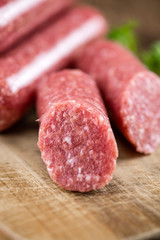 Mettwurst (German cuisine; selective focus)