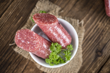 German Mettwurst (selective focus)