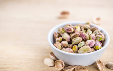 Portion of peeled Pistachios