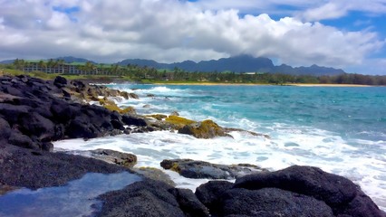 tropical beach Hyatt resort shorline 