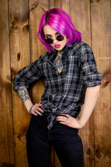 girl in checkered shirt