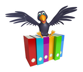 Crow cartoon character  with files