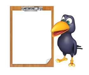 fun Crow cartoon character  with exam pad
