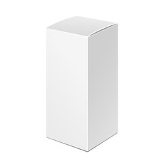 Tall White Product Cardboard Package Box. Illustration Isolated On White Background. Mock Up Template Ready For Your Design. Product Packing Vector EPS10. Isolated.