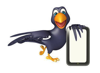 fun Crow cartoon character   with mobile