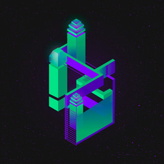 Vector set of isometric flat cubes constructor, abstract shapes and icons made of several cubes.