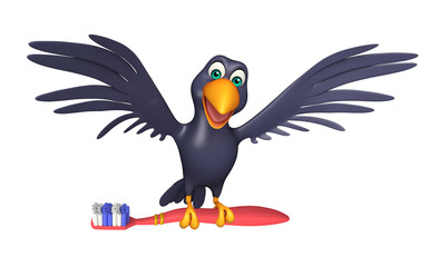 fun Crow cartoon character with tooth brush